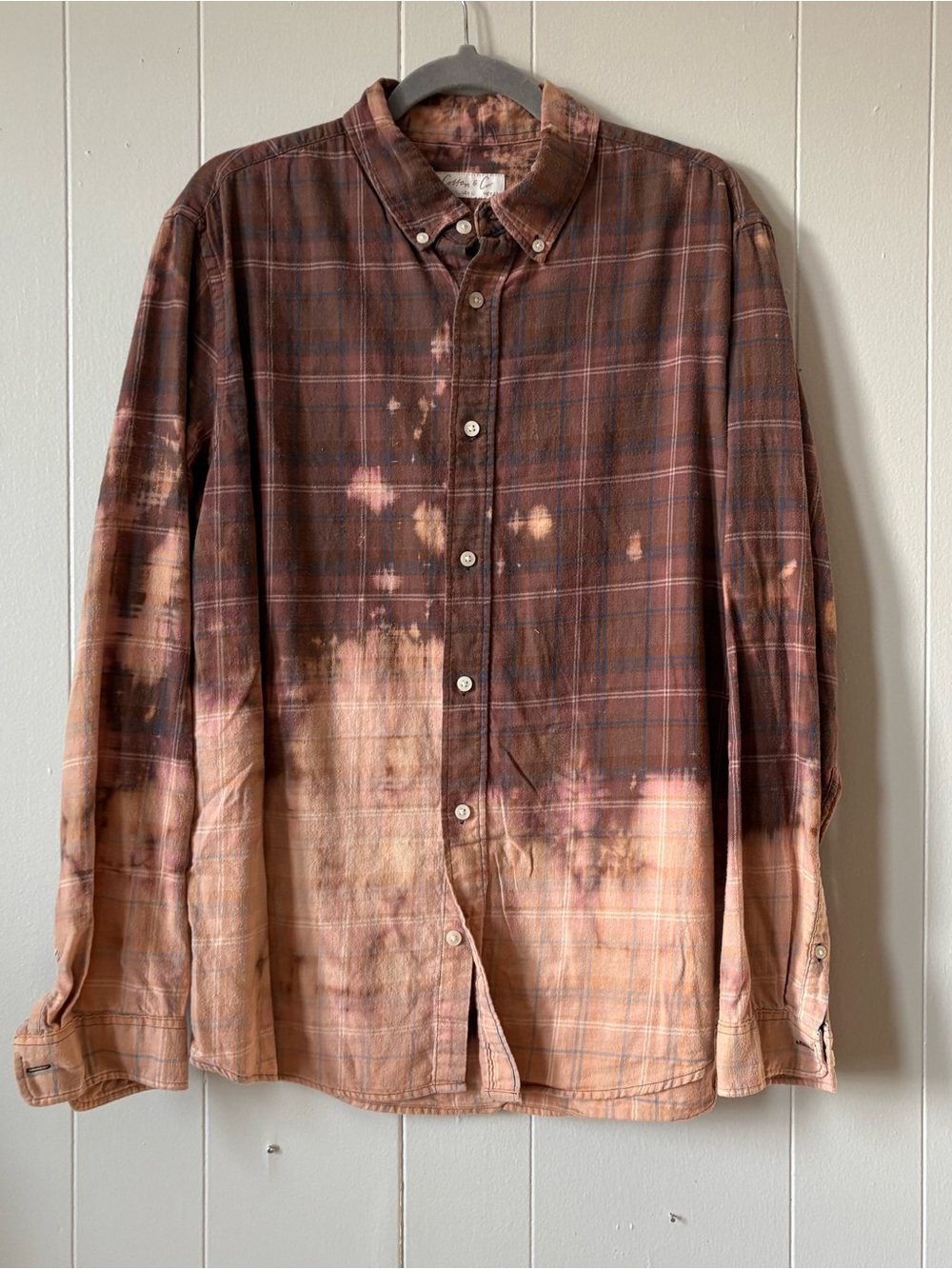 Grateful Dead Inspired Bleach Distressed Upcycled Flannel - Picture 5 of 10